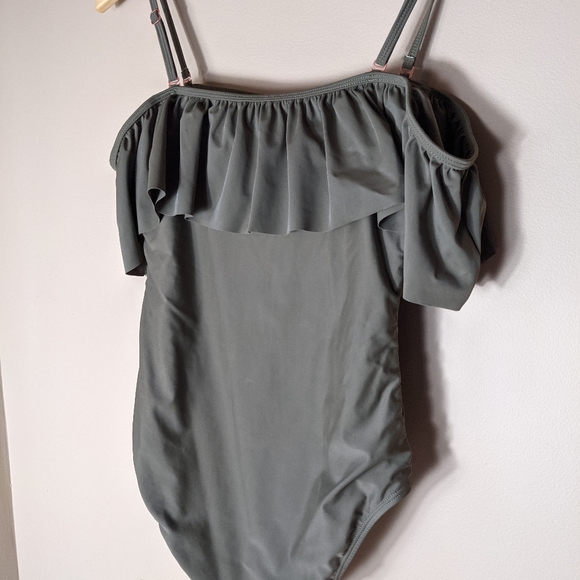 Olive green one piece swim suit size medium - Picture 2 of 4